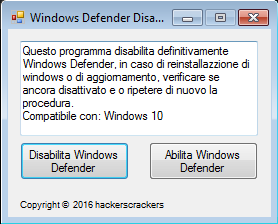 Windows Defender Disabler